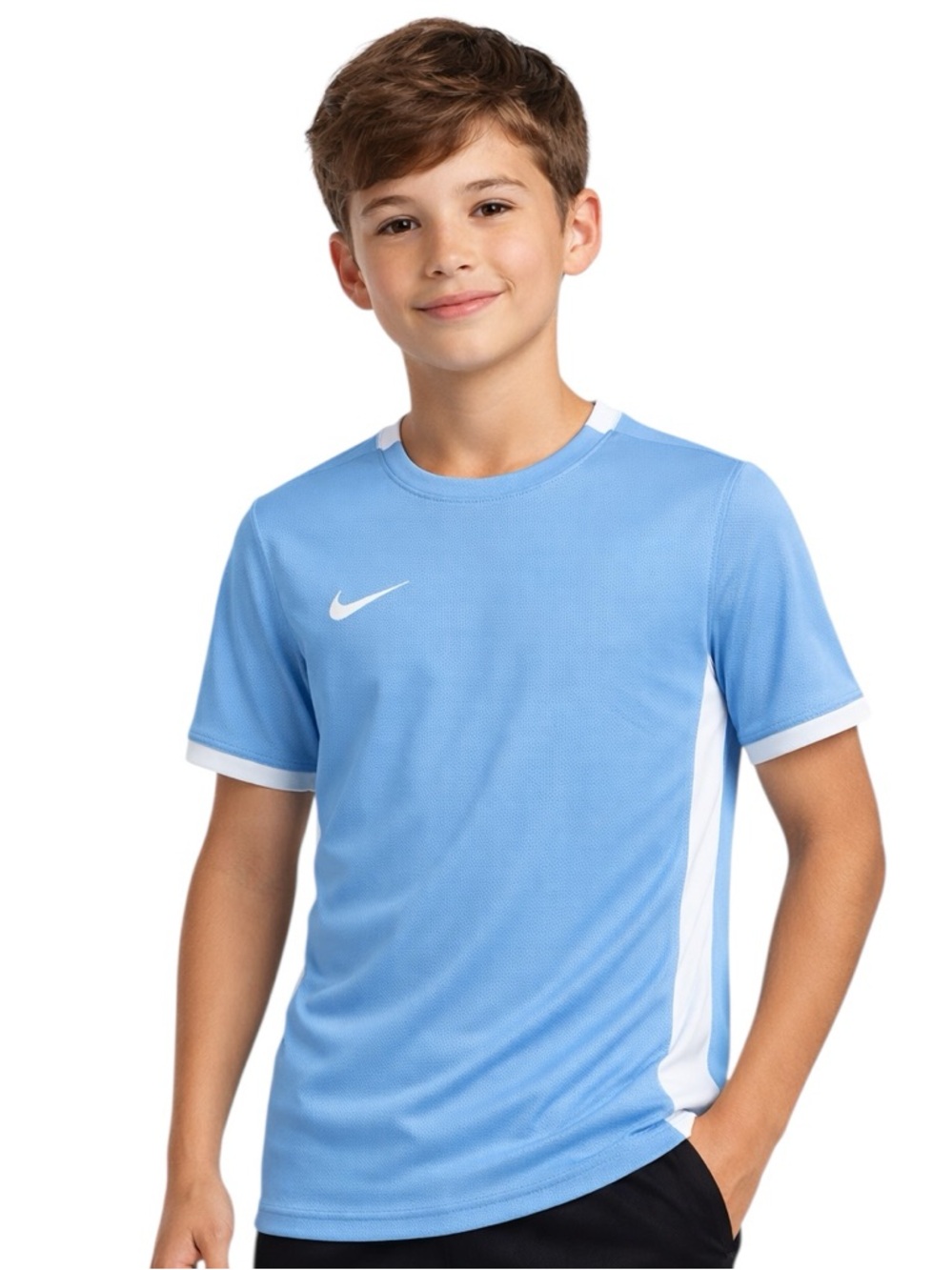 Nike Dri-Fit Blue Athletic Training Shirt Youth Small White Panels